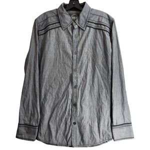 BKE Shirt Mens Large Gray Stripes Casual Western Button Up Long Sleeve Preppy